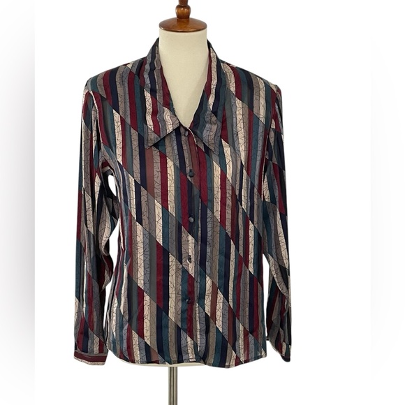 Notations Tops - Vintage 90s Notations Multicolored Button Down Shirt with Notched Collar